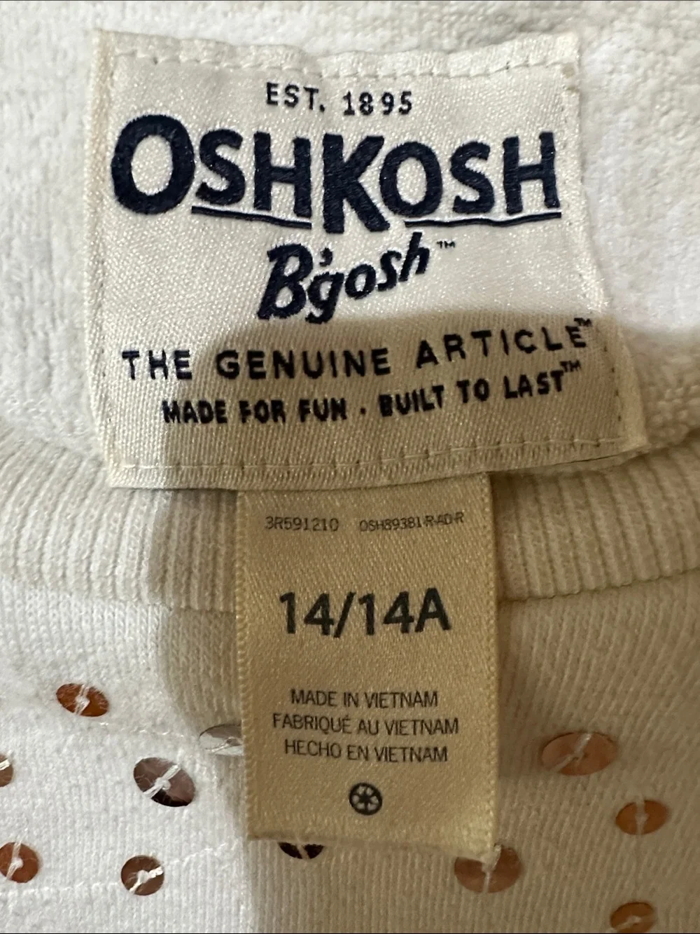 OshKosh B'gosh Cream Sweatshirt with Sequin Accents